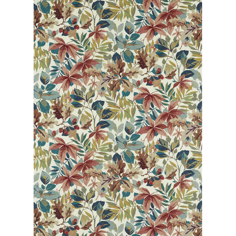 Robins Wood Fabric, Orange/Blue/Green