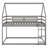 Twin Over Twin Low Bunk Bed with House Roof and Ladder, Wooden Kids Bed Frame with Safety Guardrails, Pine and MDF-1544778041