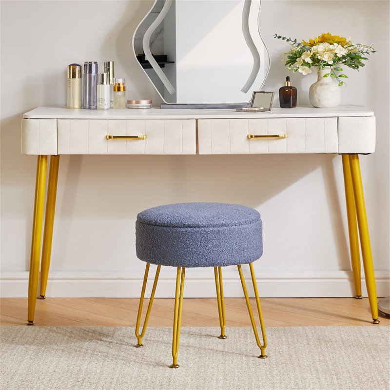 Ahilan Metal Accent Stool, Slate Blue