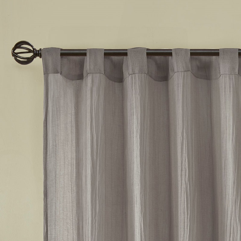 Solid Crushed Curtain Panel Pair(2 Pcs Window Panels), Gray, 1" W x 84" L