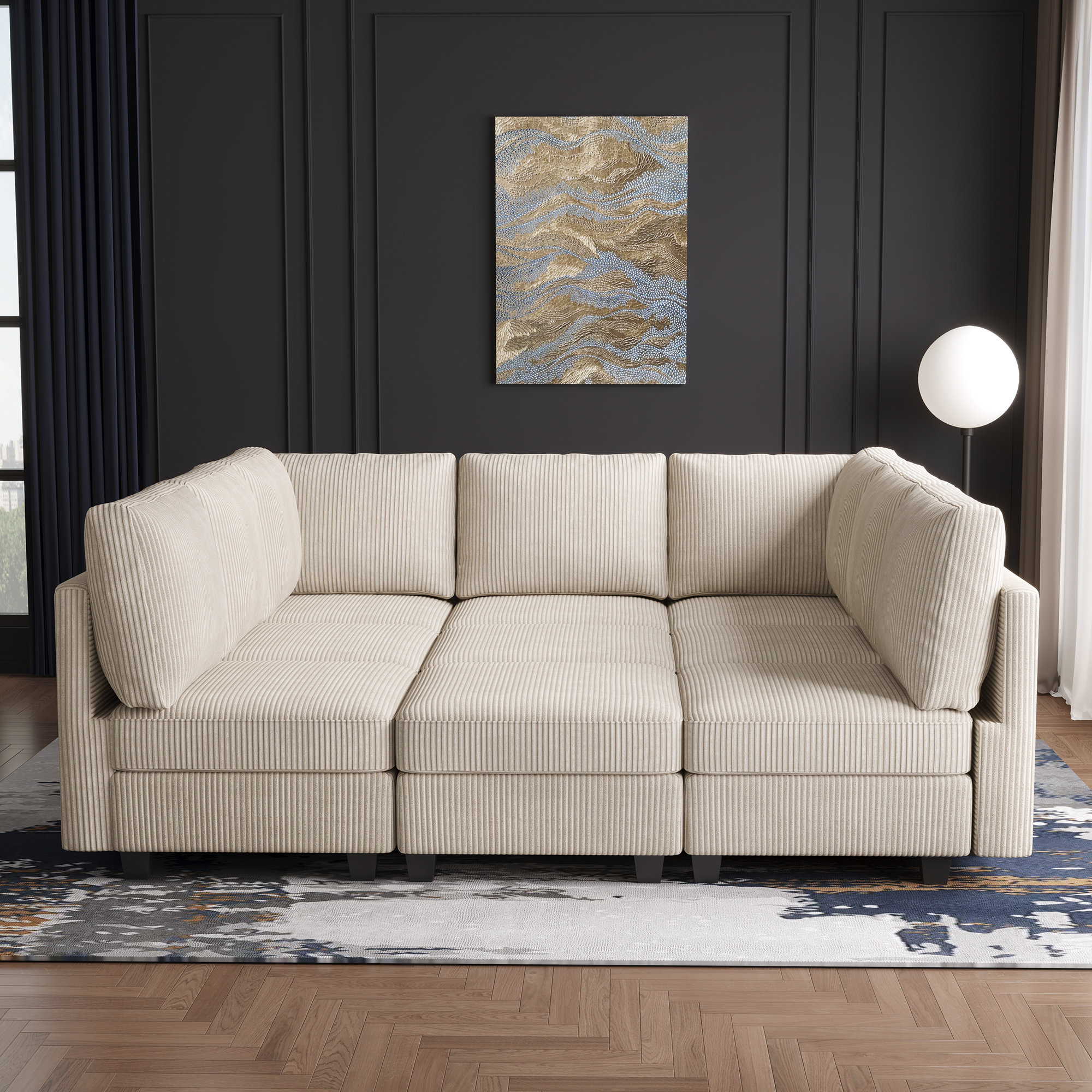 Latitude Run® Corduroy Sleeper Sectional Modular Sectional Sofa With ...