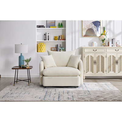 Chaises pivotantes à 360 °, coussins de canapé surdimensionnés avec 3 coussins, coussins de dossier de style moderne et confortable, pour le salon, la chambre à coucher, l'hôtel, le beige