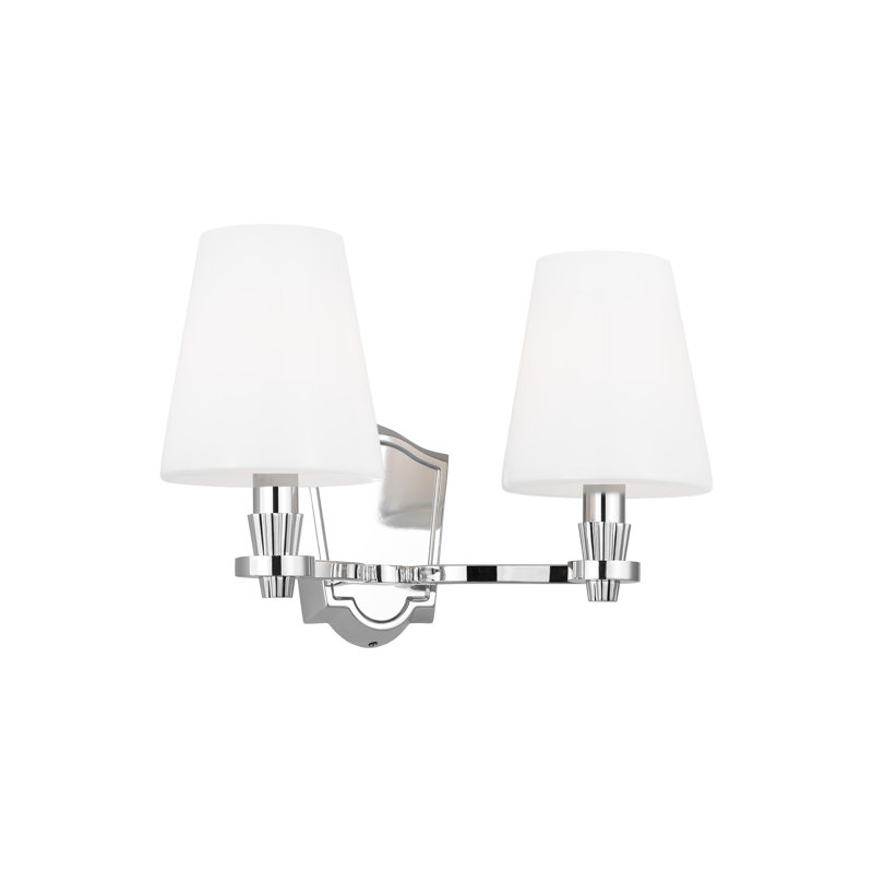 Polished Nickel 2-Light Glass Shade Vanity Fixture