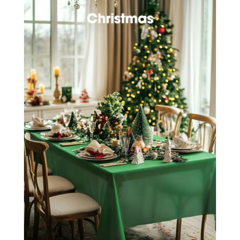 Nappe en plastique jetable en paquet de 10, nappes de 54 po x 108 po, jour de la Saint-Patrick, décorations de Noël, nappes, rectangle, forêt, housse en plastique, étanche et robuste, vert