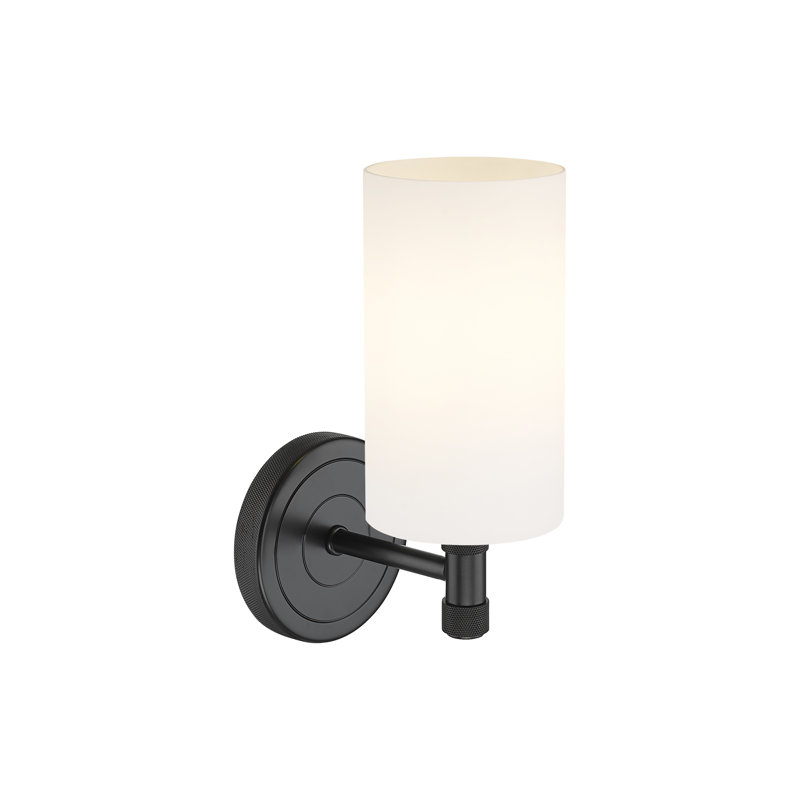 Applique murale 1 lumière Crown Point, Blanc mat, H 10,5 po x l 3,88 po x P 6,5 po, Noir mat