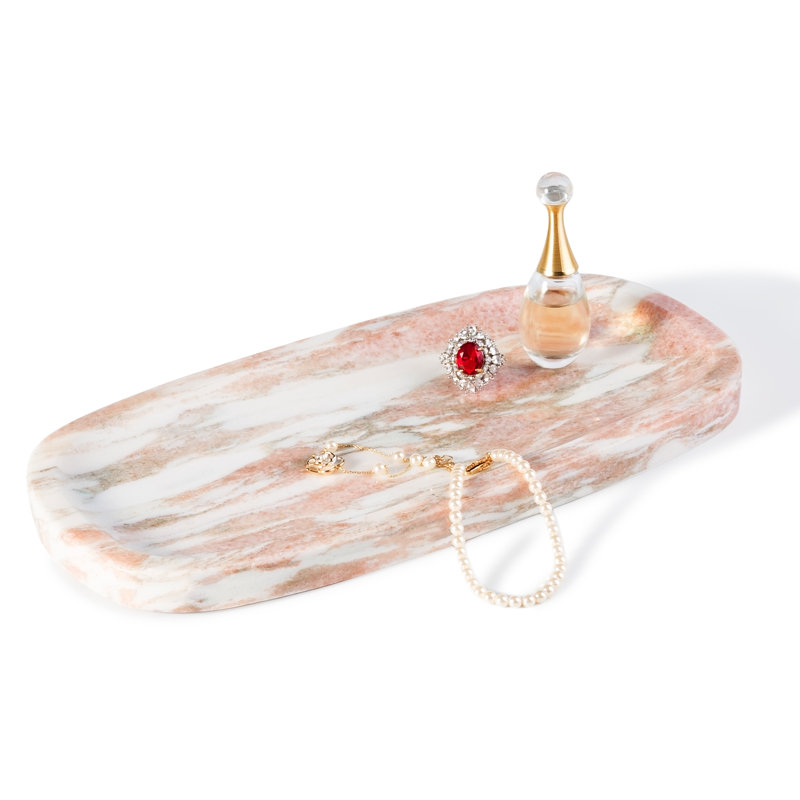 Guein Oval Natural Marble Tray,ROSSO NORVEGIAN