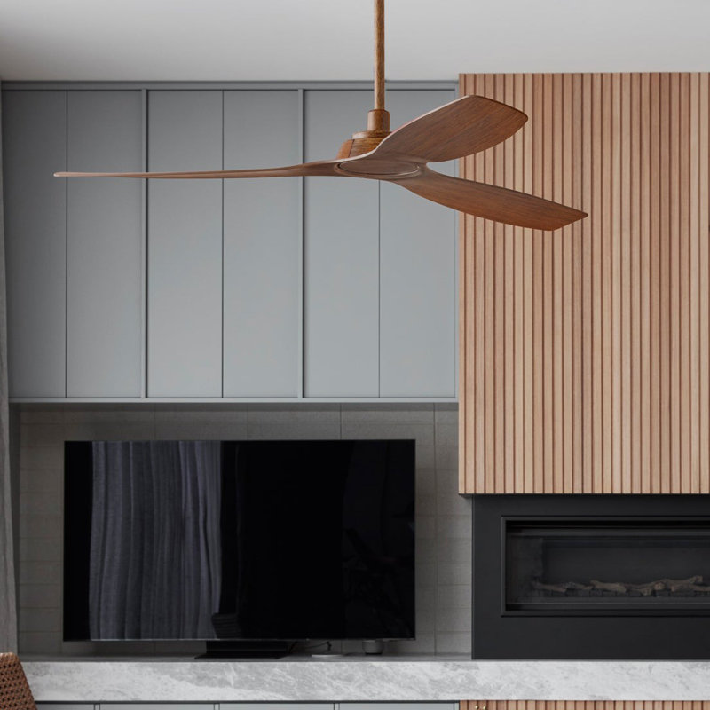 Moto 52in 3-Blades Indoor/Outdoor Ceiling Fan with Remote Control, Dark Koa