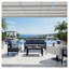 Ensemble de conversation de patio 3 pièces en aluminium 3 pièces, canapé d'extérieur 5 places avec coussins bleus épais et structure noire et table basse-1721070396-1721070385