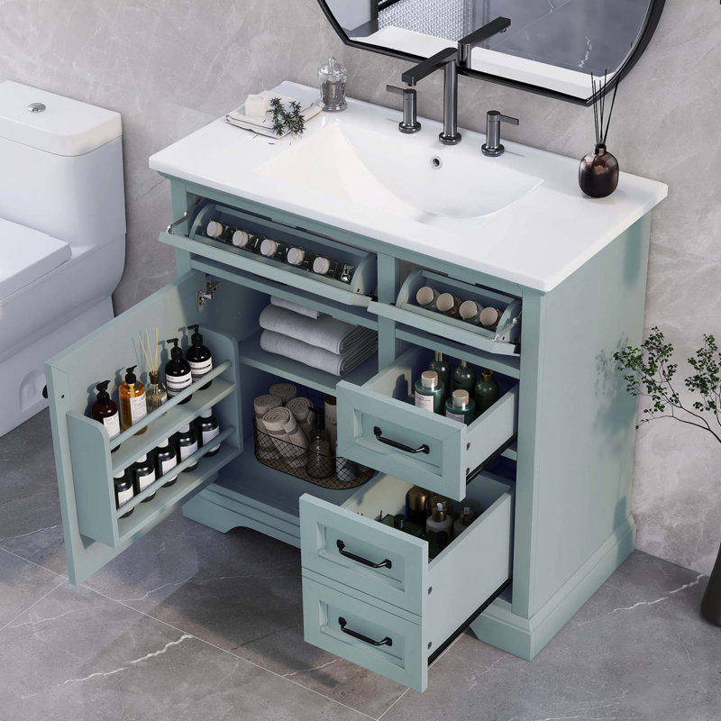 Meuble-lavabo de haute qualité aux multiples fonctionnalités et matériaux durables, Gris
