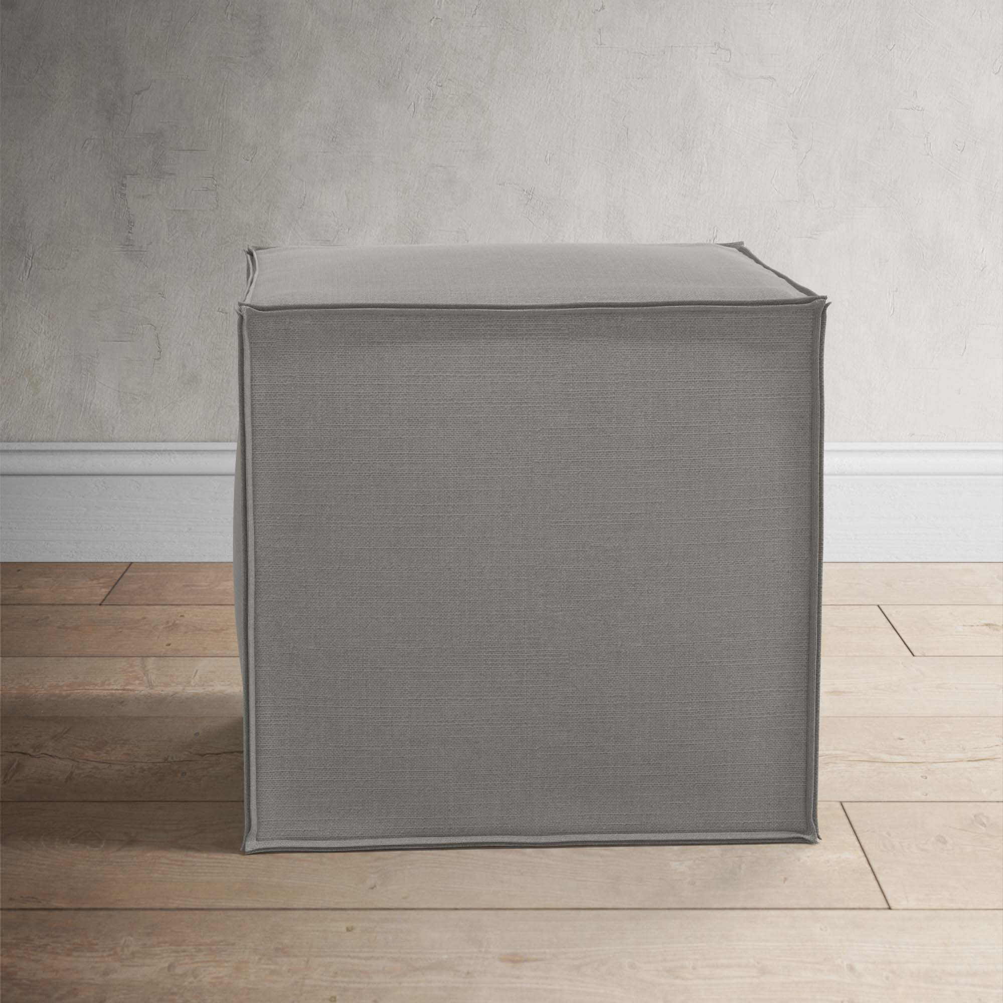 Tillie Upholstered Pouf, Classic Grey Linen