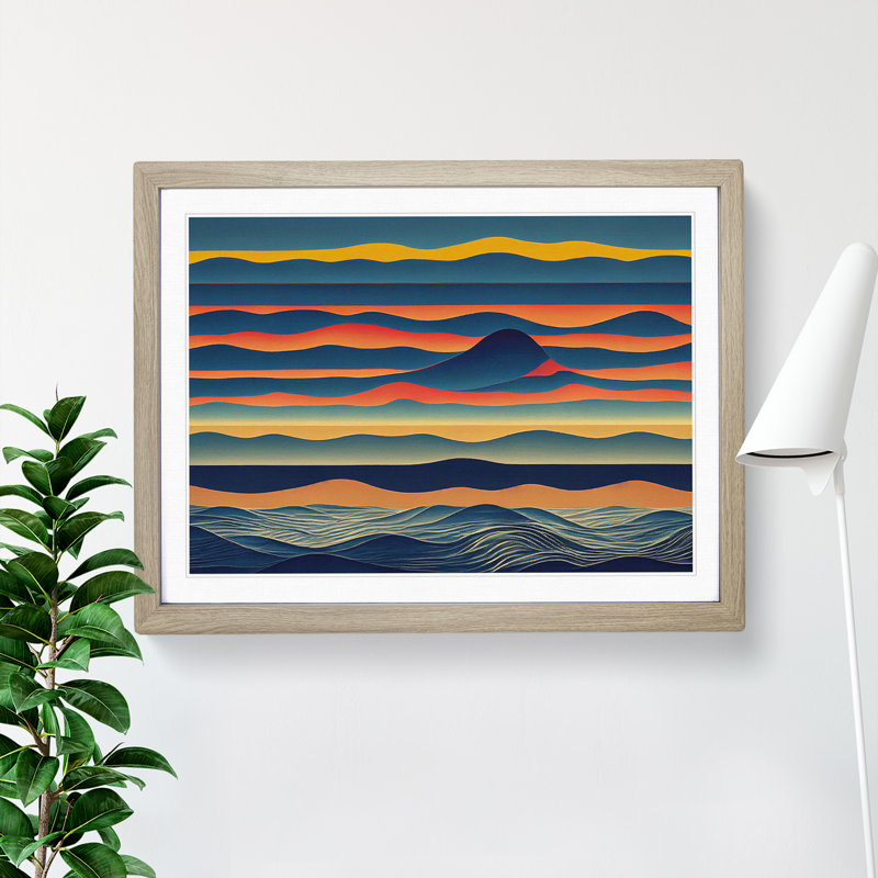 Abstract Mountains - Framed Print, 25cm H x 34cm W x 2cm D, Oak