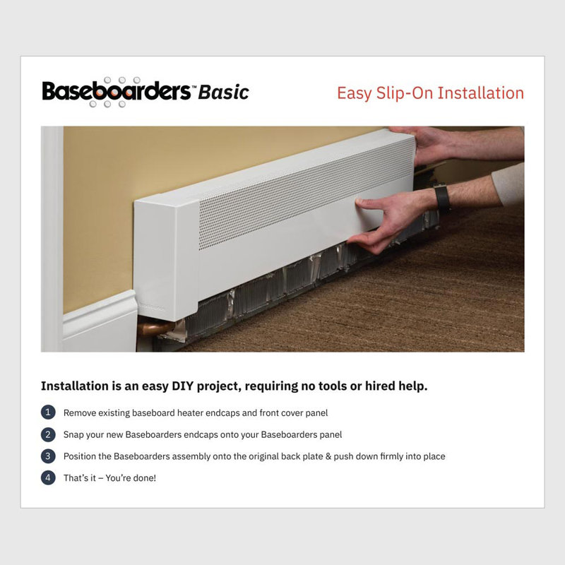 White Steel Slip-On Baseboard Heater Cover Coupler