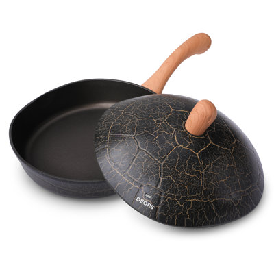 DEORS 10.3"Ceramic Nonstick  Frying Pan with Lid, Bionic Turtle Design Skillet, Non-Toxic PFAS & PFOA Free，Eggs and Steak Pan