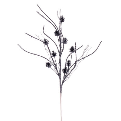 Primrue 32" Mini Pinecone Twig Glitter Spray, 6 per bag.