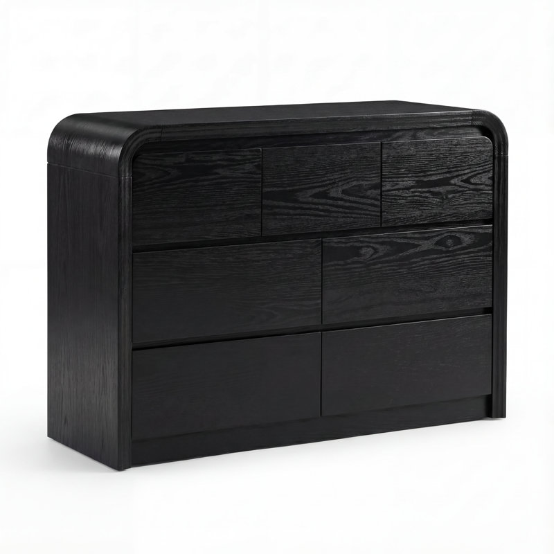 Commode décorative à 7 tiroirs Curve Edge, Noir