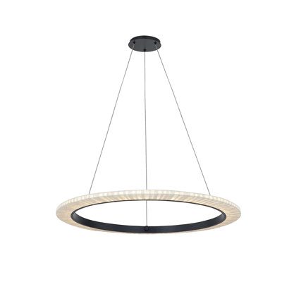 Textile - Medallo LED Ring Cream Linen Fabric Pendant -