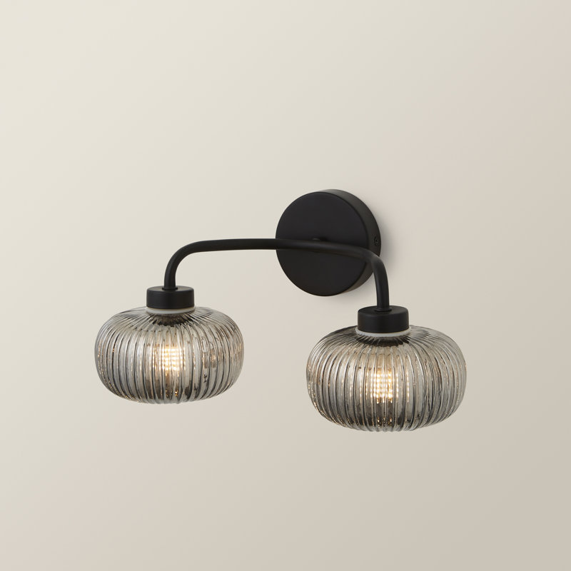Rawdha Glass Armed Sconce, Matte Black, Yes