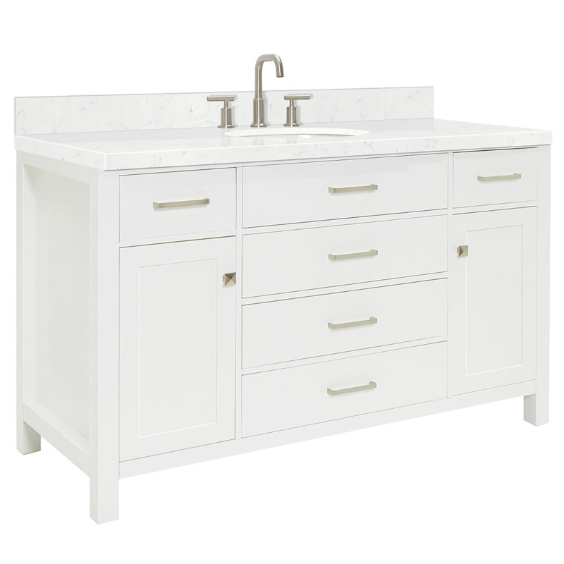 3_ARIEL Bristol 60 Single Sink Bathroom Vanity with Carrara White Quartz, White, 54"