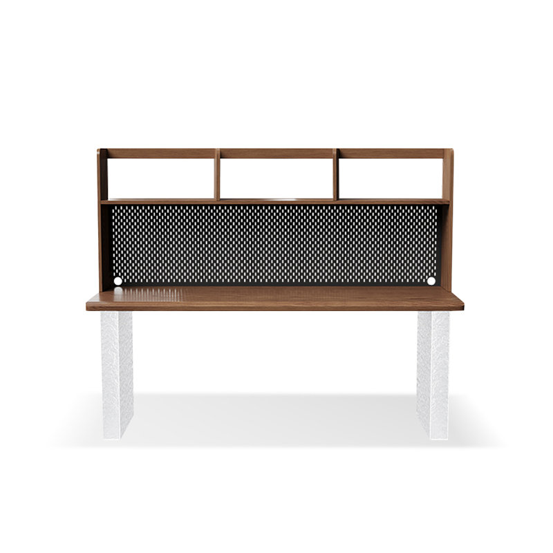 Bureau noisette + bois massif rectangulaire noir + fer + bureau en acrylique, H 61,02 po x l 62,99 po x P 23,62 po