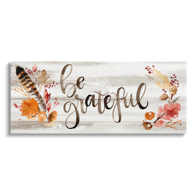 Be Be Grateful Boho Calligraphy, Toile tendue, H 17 po x l 40 po x P 1,5 po