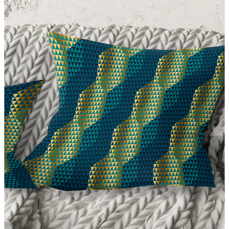 Coussin décoratif rétro à motif hexagonal V - Mid-Century, 18 po x 18 po