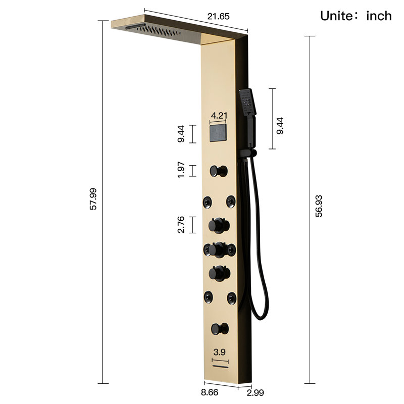 57.99'' Shower Panel with Fixed Shower Head