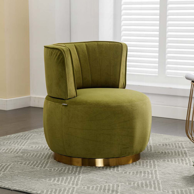 Fauteuil demi-tonneau Accent, Velours olive