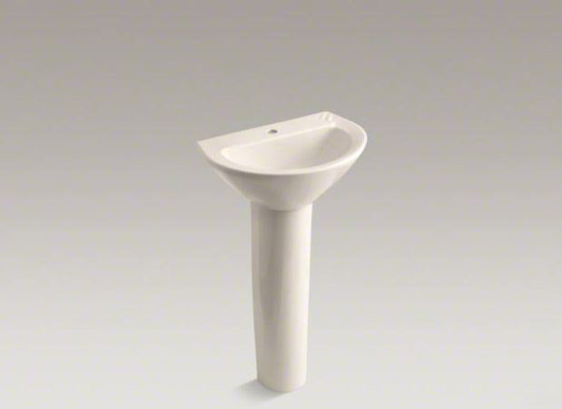 Parigi® Ceramic 20" Pedestal Bathroom Sink, Biscuit, Single