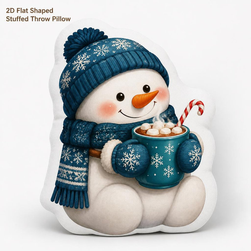 1 tasse de cacao d'hiver bonhomme de neige avec écharpe, impression à plat en 2, 2 pièces, 55 cm