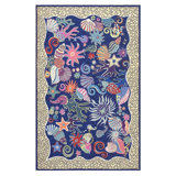 Vintage Mid Century Modern French Under The Sea Pattern Needlepoint Art Rug