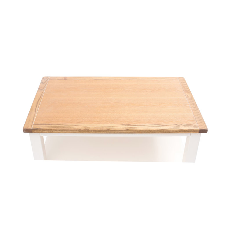 Harman Frame Coffee Table with Storage, Off-White/Oak Top