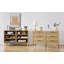 Commode de chambre à coucher, commode avec tiroirs en rotin, commode en bois pour chambre d'enfant, salon, entrée et couloir, naturel