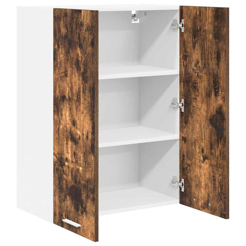 Vidaxl Hanging Cabinet With Storage Riga Artisan Oak 60 X 31 X 80 Cm, 80cm H x 60cm W x 31cm D, Smoked Oak