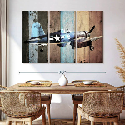 " Vintage Aircraft " 3 Piece Art Set
