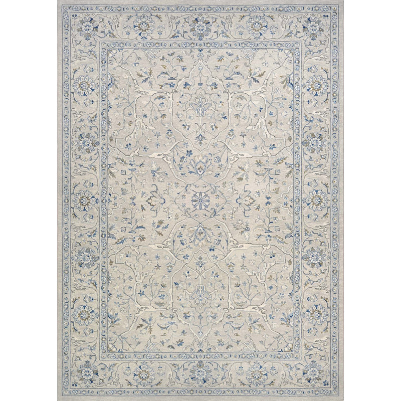  Ania Floral Grey Indoor Rug, Rectangle 5'3" x 7'6"