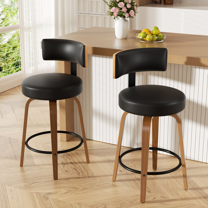 Tabouret de bar pivotant chic en cuir pour un confort et un style ultimes, Noir