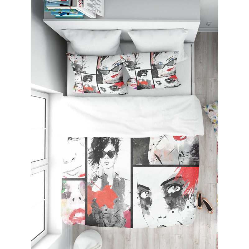 Polyester Abstract Duvet Cover Set, King Duvet Cover + 2 Shams