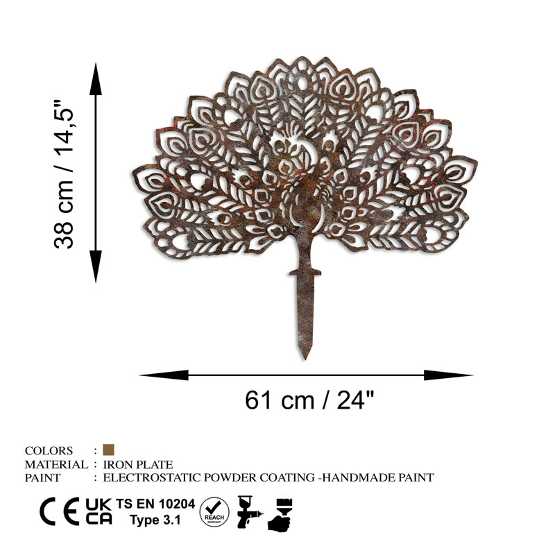 Carolene Metal Garden Stake, Brown