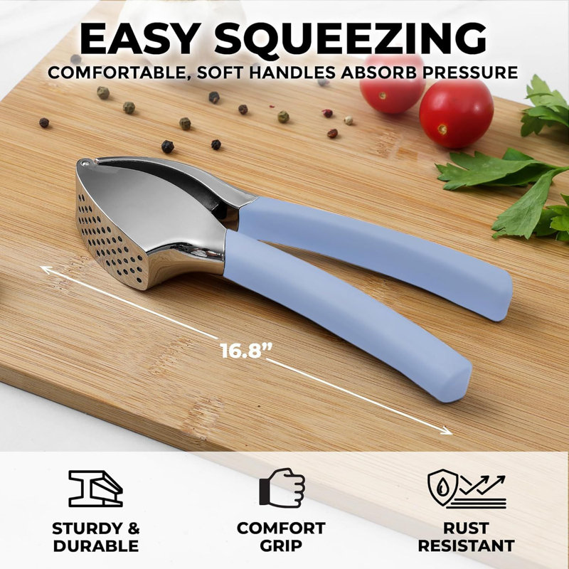 Presse à ail Zulay Comfort Grip - Outil à hacher à l'ail - Broyeur à l'ail - À l'ail résistant à la rouille avec poignée ergonomique douce