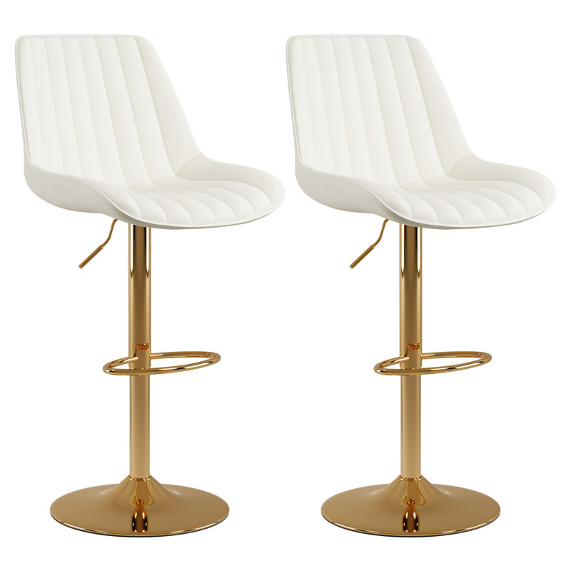 Fausley Upholstered Adjustable Height Counter Stool, White