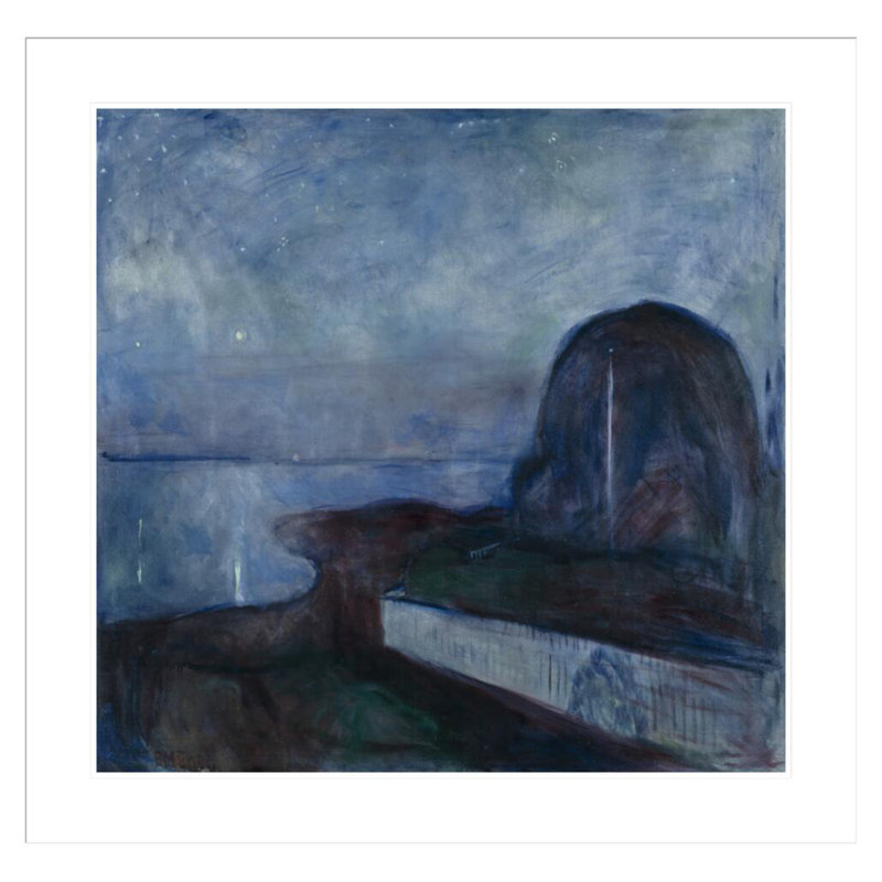 «Starry Night» par Edvard Munch - impression giclée encadrée, H 33,5 po x l 34,49 po