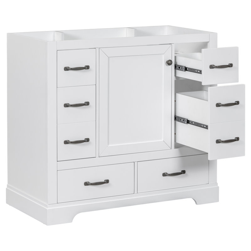 Base de meuble-lavabo moderne 36 "avec tiroirs et tablette réglable Arvin, Blanc