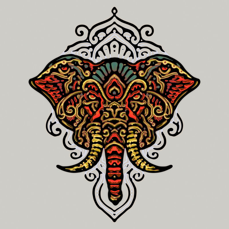 " Boho Elephant 161 ", 24" H x 24" W x 1.5" D