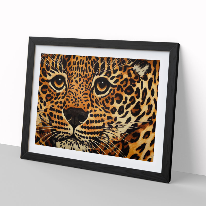 Dreamy Leopard - Single Picture Frame Print, 46cm H x 64cm W, Black