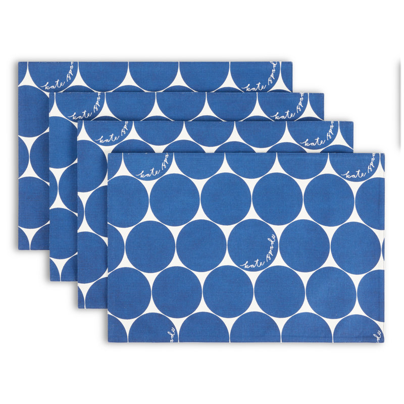 Blue and White Cotton Reversible Retro Placemats Set of 4