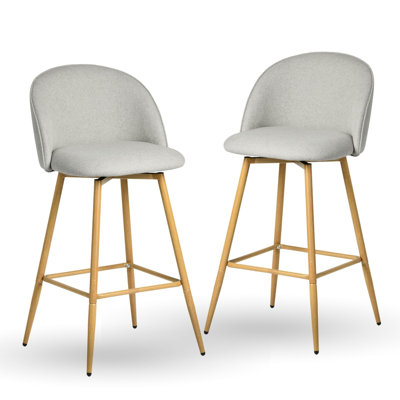 Cusick 26" Seat Height Swivel Upholstered Counter Stools Barstool with Backrest Footrest for Kitchen Island Dining Room