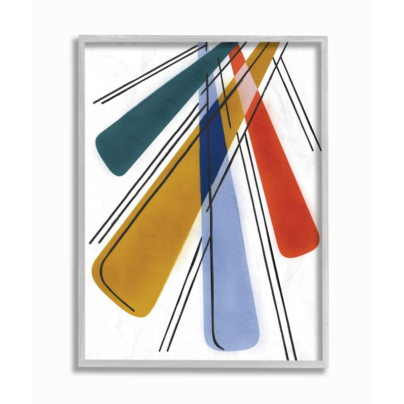 «Abstract Color Rays» par Daphne Polselli - impression d'art graphique, Cadre gris, H 14 po x l 11 po