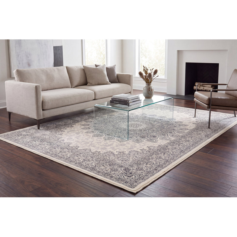 Tapis oriental crème / gris Attell, Rectangle 6 pi 7 po x 9 pi 6 po