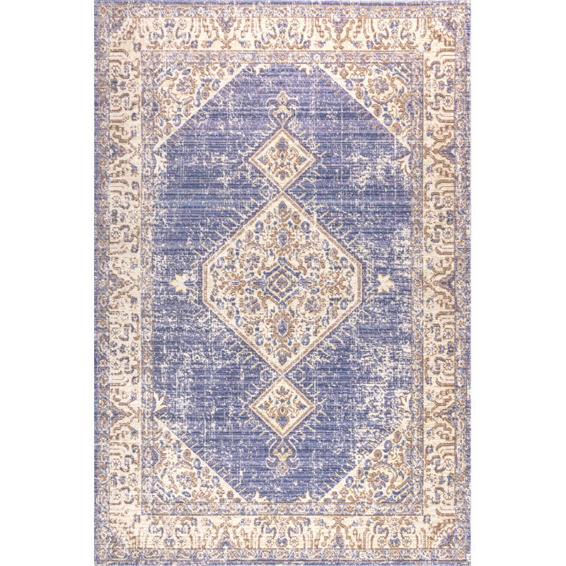 Mordecai Modern Tribal Medallion Lavender/Gray Rug, Rectangle 5'3" x 7'7"