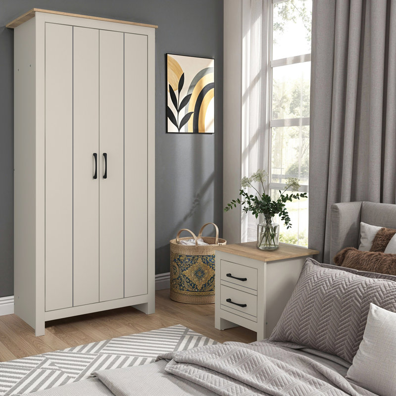 Limestone Shine Bedroom Pair, Light Grey/Reviera Eichi